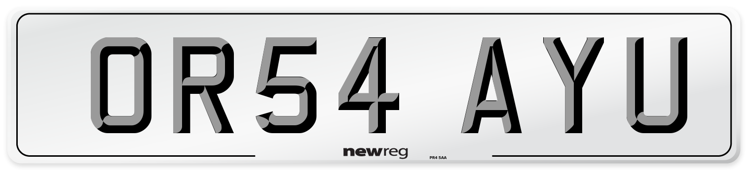 OR54 AYU Number Plate from New Reg